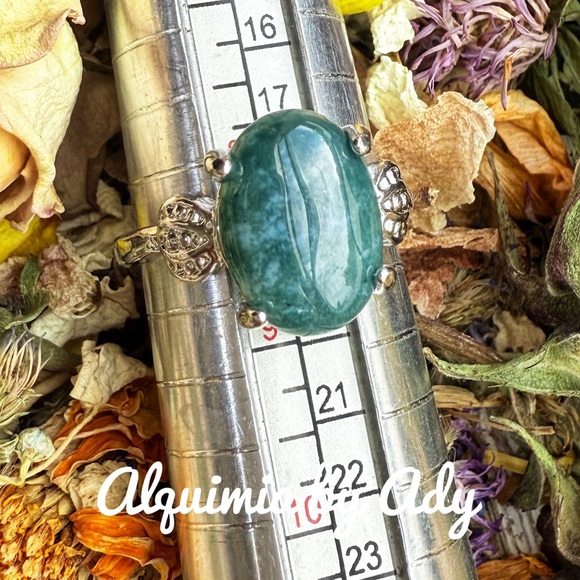 Moss agate silver ring - Picture 1 of 1